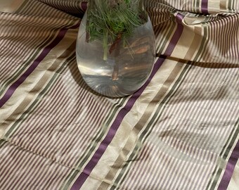100% Silk Taffeta Satin Weave Stripes, By The Yard, Home Decor - Olive Green/Gold/Wine!!!