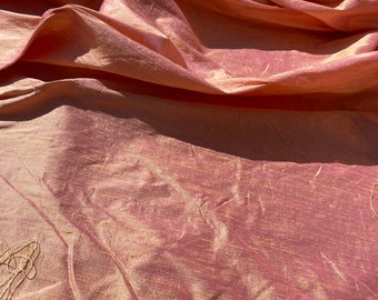 Gold/Pink Iridescent Silk Dupioni, Hand Woven, By The Yard, Home Decor/Apparel!!!