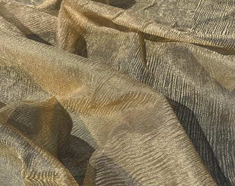 Silk Tissue Sheer Pleated / Crushed, By The Yard - WHITE/ GOLD!!!