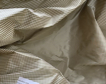 Designer Quality Silk Taffeta Gingham Check - Sage/ Cream/ Taupe!!!