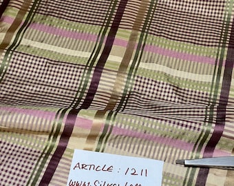 100% Silk Taffeta Plaid Fabric by the Yard, Gold Green Purple Wine - Home Decor/Cosplay/Apparel!!!