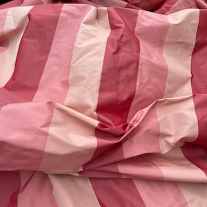 Designer Quality Silk Taffeta Stripes, Gorgeous - Pale Peach/ Raspberry Red/ Salmon!!!
