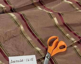 100% Silk Taffeta Satin Weave Stripes, By The Yard In Wine/Browns/Gold/Olive Green - Home Decor/Apparel!!!