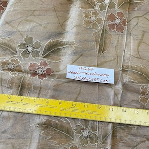 Exquisite Quality Silk Tissue Sheer Embroidery / Hand Painted - WHITE/GOLD!!!