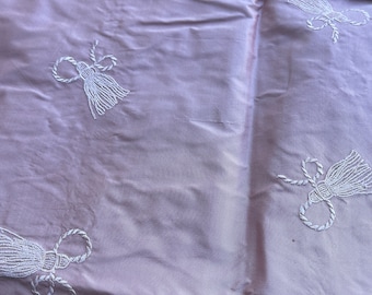 100% Silk Taffeta Embroidery, Tassel Design/Dark Salmon, Great Quality Fabric, 54" Wide, By Yard - Home Decor!!!