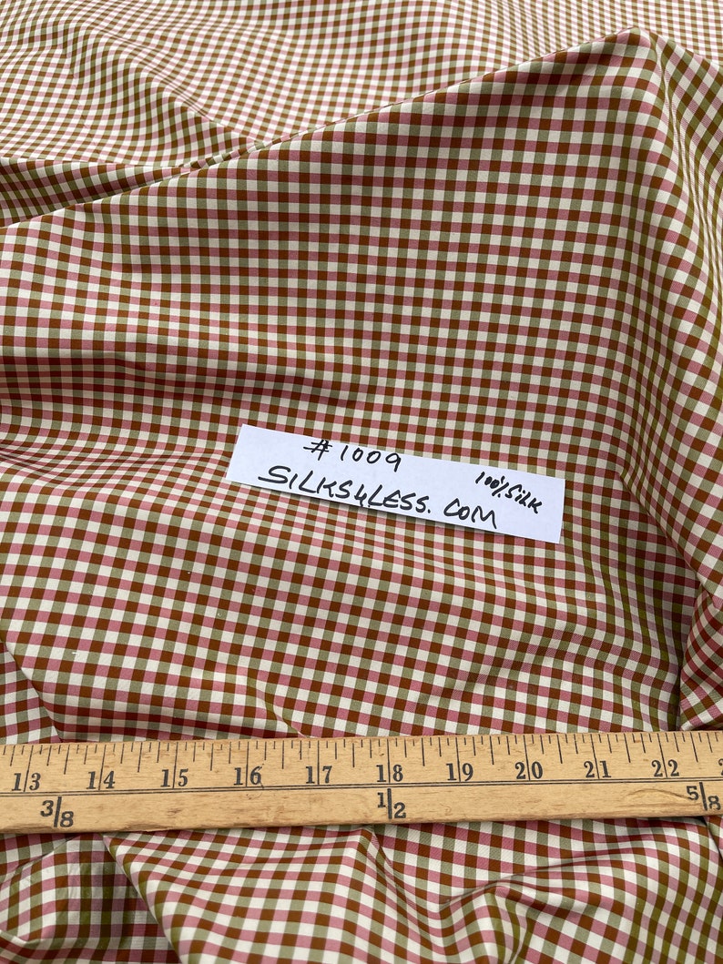 100 Silk Taffeta Gingham Check 5455 Wide by the Etsy
