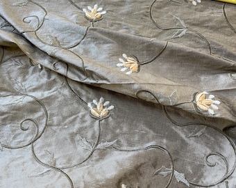 Silk Shantung Embroidery, Home Decor,  One Full Yard And 32" Long - OLIVE GOLD!!!
