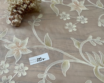 100% Silk 4 Ply Organza Sheer Embroidery / Hand Painted, 44" Wide, By Yard - Apparel/Bridal/Home Decor!!!