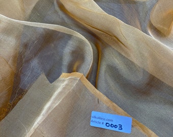 Silk Metallic Organza Sheer Plain Or Tissue Silk Plain, 44" Wide, By Yard, BROWN/ GOLD - Home Decor/Apparel/Accessories!!!