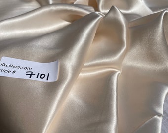 100% Silk Charmeuse Satin Fabric by the Yard, Light Peach, 54" Wide - Bridal!!!