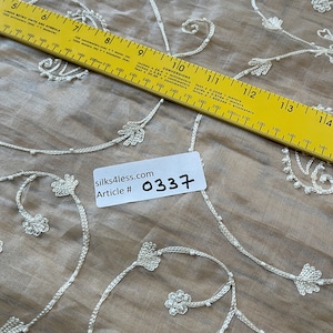 Exquisite Quality Silk Organza Hand Embroidered : OFF-WHITE!!!