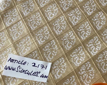 Iridescent Beige, 100% Silk Shantung Quilt, Block Printed, By The Yard!!!
