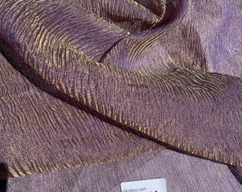 Exquisite Quality Silk Tissue Pleated / Crushed - PURPLE/ GOLD!!!