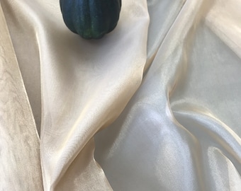 White Gold Silk Organza Fabric - Metallic Sheer Tissue, 44" Wide, By the Yard - Home Decor/Apparel/Accessories!!!