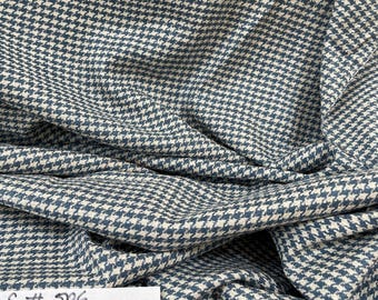 Blue/White Houndstooth Raw Silk Matka Tweed Fabric, 54" Wide, By The Yard - Apparel Suits!!!