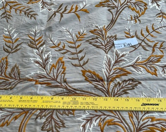 100% Silk Shantung  Heavy Embroidery Work , By Yard, 54" Wide, OLIVE GOLD - Home Decor!!!
