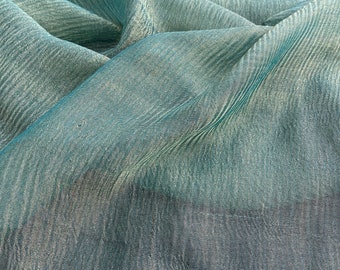 Exquisite Quality Silk Tissue Pleated / Crushed - TURQUOISE/ GOLD!!!
