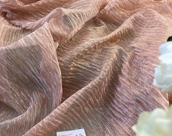 Silk Tissue Wide Pleated/ Crushed, WHITE/ COPPER, By the Yard - Home Decor/Accessories!!!
