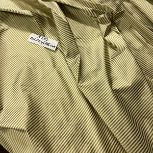 Designer Quality Silk Taffeta Mini Stripes - SILVER GREEN / CREAM!!!