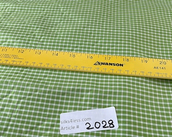 100% Silk Gingham Check In Green, 54" Wide, By The Yard - Home Dec/Apparel/Accessories!!!