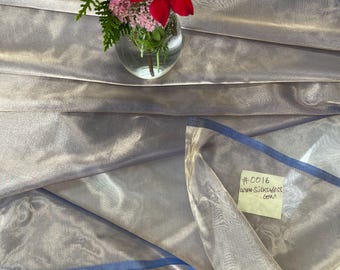 Blue Gold Metallic Silk Organza Fabric – Sheer Tissue, 44" Wide, By Yard - Home Decor/Apparel/Accessories!!!