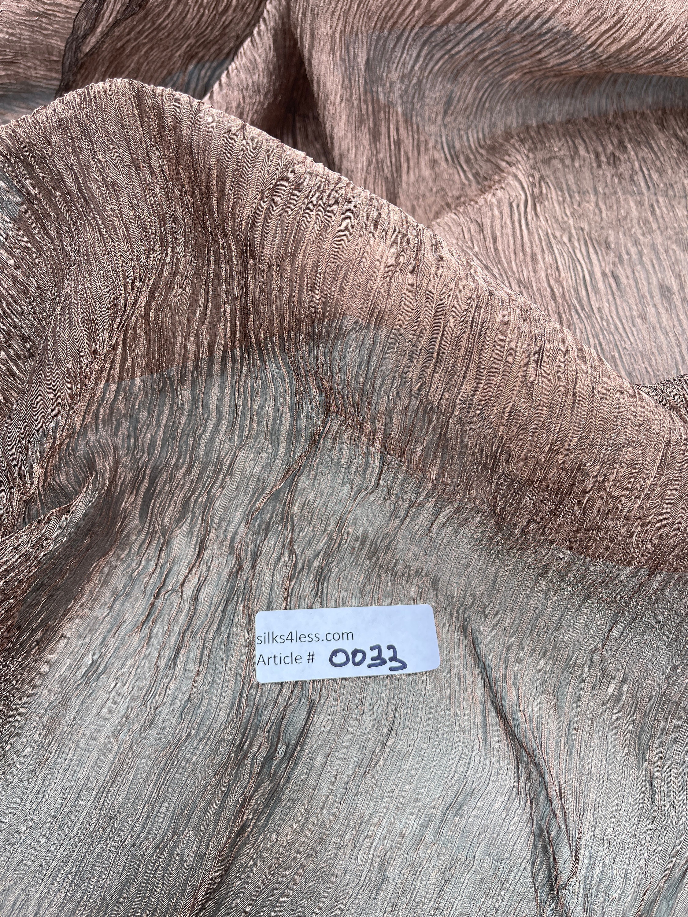 Exquisite Quality Silk Tissue Pleated / Crushed - BLACK/ COPPER