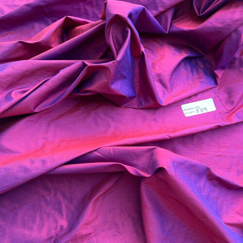 Magenta Purple Haze Metallic Shantung Silk Fabric main image 1
