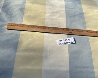 100% Silk Taffeta Stripes, Great Quality By The Yard, Home Decor - Ivory/ Sky Blue/ Cream!!!