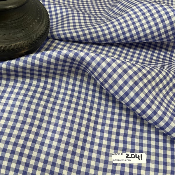 Tela a cuadros vichy 100% seda, color iris/blanco, 112 cm de ancho, cortada a medida - ¡Ropa/Accesorios!