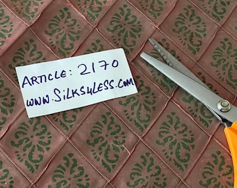 Iridescent Copper/Green Silk Shantung Quilt, Block Printed, By The Yard!!!