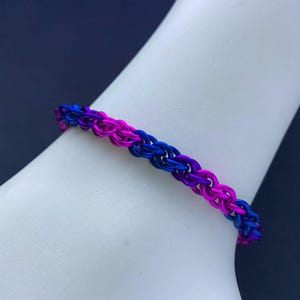Bisexual Pride Flag Bracelet or Anklet – Chainmail LGBTQ Jewelry, Bi Pride Gift for Him Her Them, Handmade Self Expression Pride Accessories