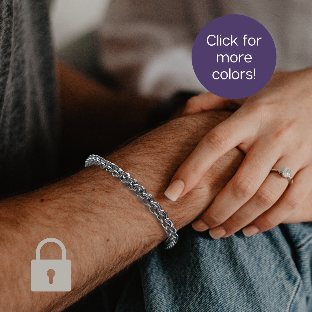 Silver Hex Locking Submissive Bracelet or Anklet BDSM Locking Ownership