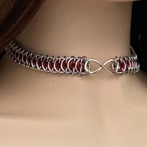 Infinity Chainmail Choker by Embellishmaille • Day Collar for slave • Submissive Collar for man or woman• Vertebrae Chainmail Necklace