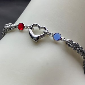 Discreet Dominant and submissive birthstone bracelet, Dom and sub Jewelry, Submissive wrist or ankle collar, Discreet Slave ankle collar