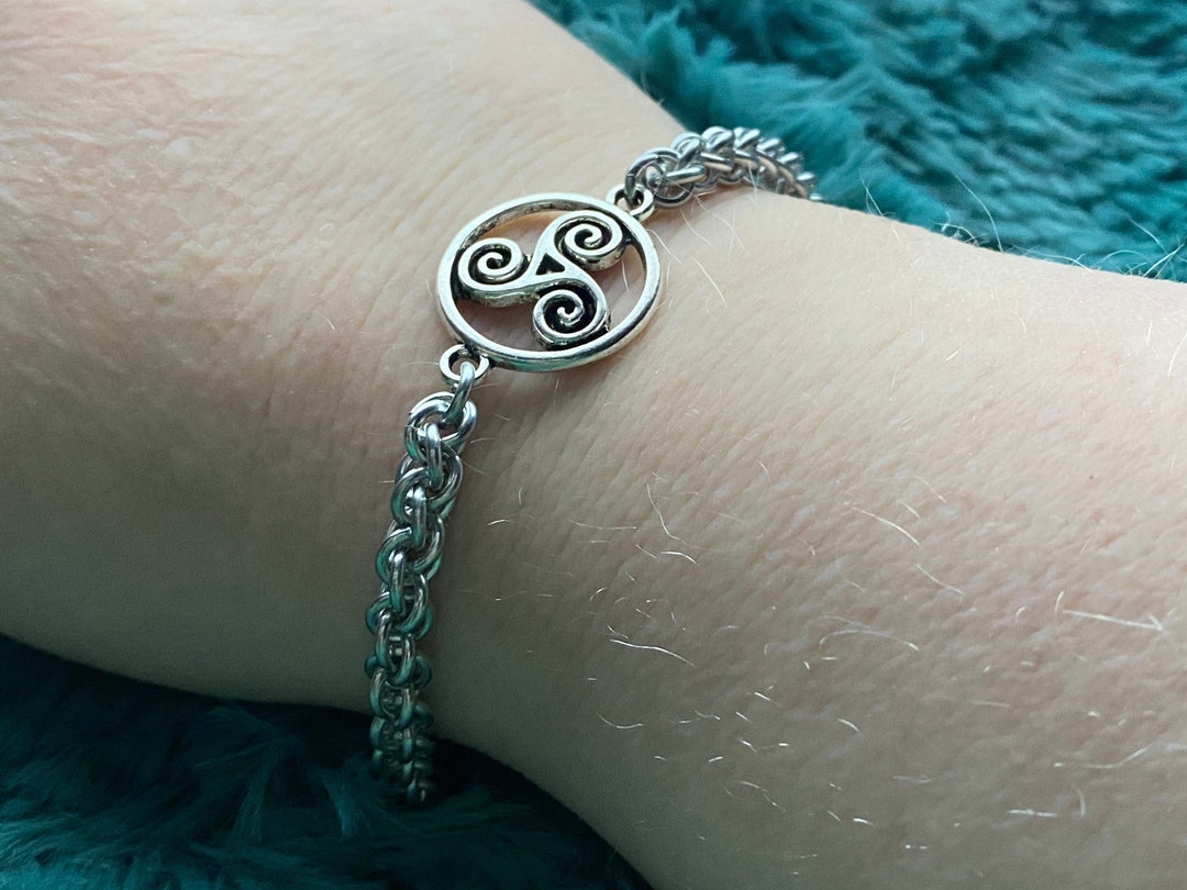 Celtic Triskele Bracelet With Locking Clasp Options, Dominant Bracelet