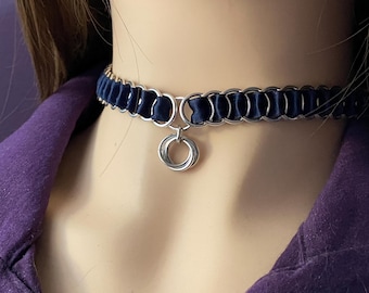 Lovers Knot Discreet Submission Collar | Handmade Ribbon Maille Choker style necklace for Gothic, Romantic, and Alt Fashion Vibes