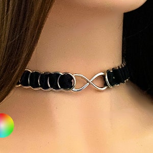 Infinity Ribbon Choker by Embellishmaille • Discreet Day Collar • Infinity Submissive Jewelry • Submission Choker • Ribbonmail Necklace