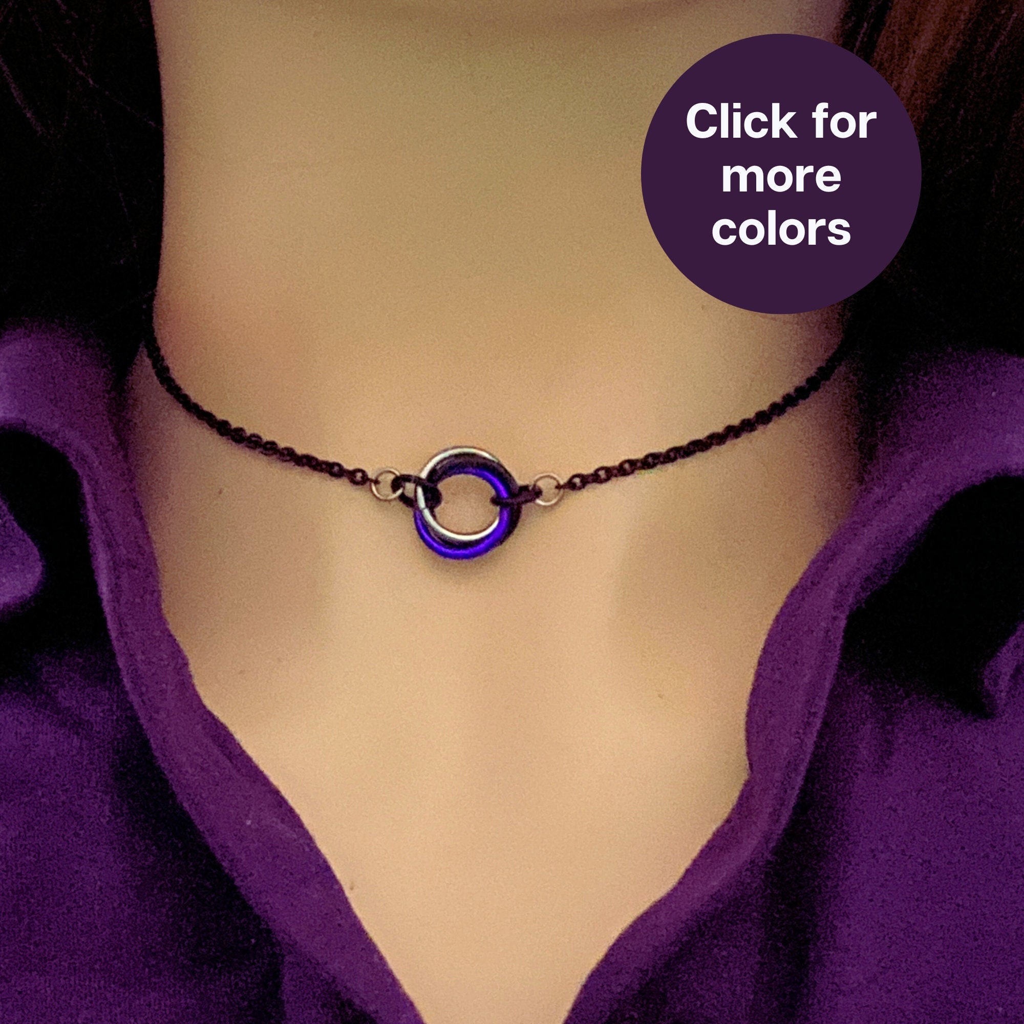 Discreet BDSM O Ring submissive Day Collar | Subtle BDSM Sub Collars | Black Stainless Steel Fetish Day Collar for submissive man woman