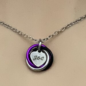 Personalized Couples Initials necklace by Embellishmaille - Chainmail Mobius necklace - Subtle Submissive Collar - Dom Sub Discreet Collar
