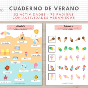 Cuaderno Actividades Verano, 65 páginas, Aprendizaje para niños, Español, Català, Imprimible Educativo, PDF Descarga Digital, Homeschooling