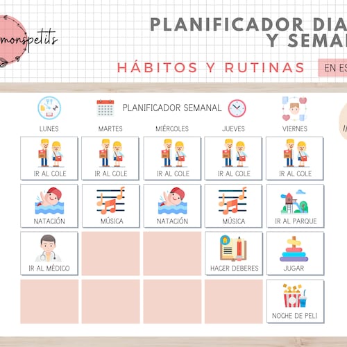 Planificador De Rutinas Diario Y Semanal 100 Tarjetas De Etsy