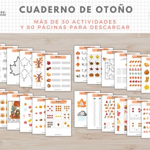 Cuaderno Actividades Otoño, 80 páginas, Aprendizaje para niños, Español, Català, Imprimible Educativo, PDF Descarga Digital, Homeschooling imagen 7