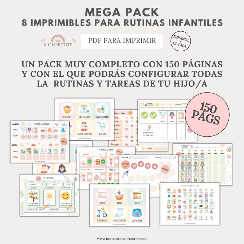 Mega Pack Plantillas Rutinas Niños, Imprimible PDF, Organización Familiar, Español, Català, Descarga Digital, Educación, Homeschooling imagen 6