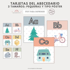 Tarjetas Abecedario 2 Medidas, Pósters, Letras, Educación Infantil, Decoración Aula, Playroom, Imprimible, Español, Català, Homeschooling