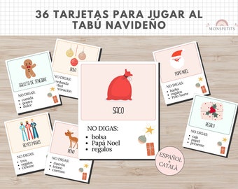 36 Tarjetas Juego Tabu Navidad, Imprimible, Fiestas, Familia, Expresión Oral, Vocabulario, Español, Català, Descarga Digital, Homeschooling