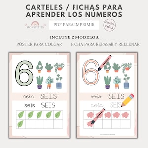 Carteles y Fichas Números, Pósters Aula, Playroom, Aprender Números Niños, Educación Infantil, Descarga PDF, Español, Català, Homeschooling image 1