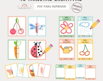 40 Tarjetas Creativas Primavera, Pictionary Imprimible, Dibujos Niños, Vocabulario, Español, Català, Educación Infantil, Homeschooling