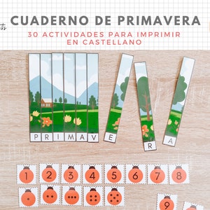 Cuaderno de Actividades de Primavera - Descargable para Niños CASTELLANO/ESPAÑOL - Actividades de letras - Printable - Educación Infantil