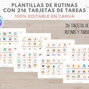 Plantillas de Rutinas con 216 tarjetas de tareas para niños, EDITABLE en Canva, Español, Català, Imprimible en PDF, Digital, Homeschooling image 6