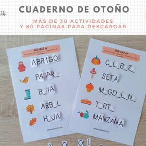 Cuaderno Actividades Otoño, 80 páginas, Aprendizaje para niños, Español, Català, Imprimible Educativo, PDF Descarga Digital, Homeschooling imagen 2